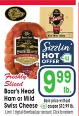 Jewel-Osco Boar's Head Ham or Mild Swiss Cheese offer