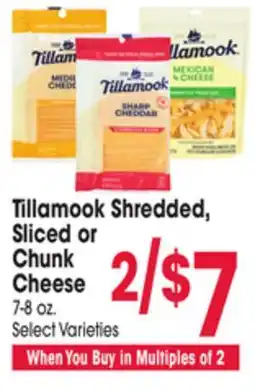 Jewel-Osco Tillamook Shredded, Sliced or Chunk Cheese offer
