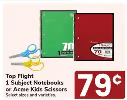 Jewel-Osco Top Flight 1 Subject Notebooks or Acme Kids Scissor offer