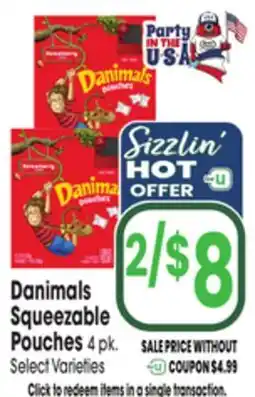Jewel-Osco Danimals Squeezable Pouches offer