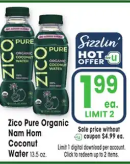 Jewel-Osco Zico Pure Organic Nam Hom Coconut Water offer