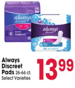 Jewel-Osco Always Discreet Pads offer