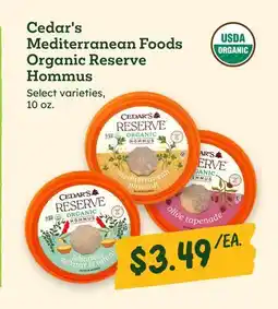 Sprouts Farmers Market Cedar's Mediterranean Foods Organic Reserve Hommus offer