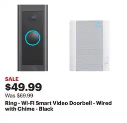 Best Buy Ring - Wi-Fi Smart Video Doorbell - Wired with Chime - Black offer
