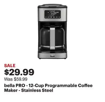 Best Buy bella PRO - 12-Cup Programmable Coffee Maker - Stainless Steel offer