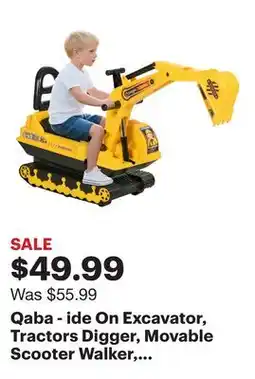 Best Buy Qaba - ide On Excavator, Tractors Digger, Movable Scooter Walker, Pretend Play, Basket Storage offer