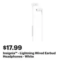 Best Buy Insignia - Lightning Wired Earbud Headphones - White offer
