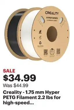 Best Buy Creality - 1.75 mm Hyper PETG Filament 2.2 lbs for high-speed printers (2-pack) - Black & White offer