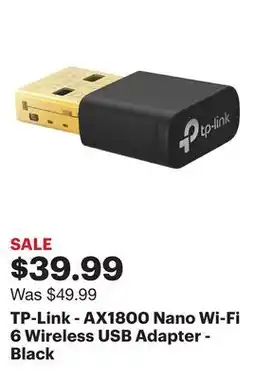 Best Buy TP-Link - AX1800 Nano Wi-Fi 6 Wireless USB Adapter - Black offer