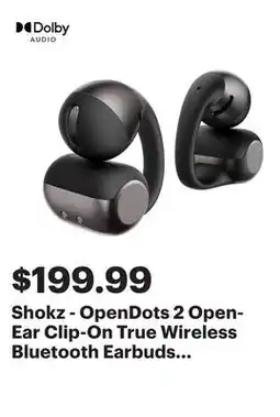 Best Buy Shokz - OpenDots 2 Open-Ear Clip-On True Wireless Bluetooth Earbuds - Black offer