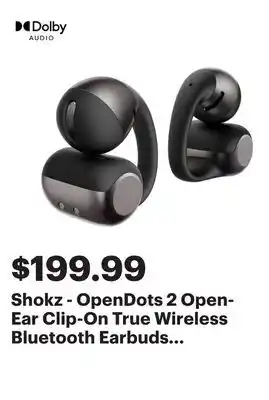 Best Buy Shokz - OpenDots 2 Open-Ear Clip-On True Wireless Bluetooth Earbuds - Black offer