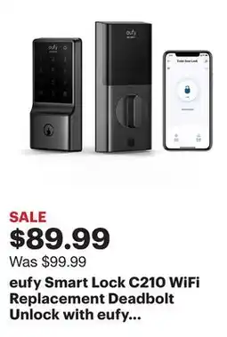 Best Buy eufy Smart Lock C210 WiFi Replacement Deadbolt Unlock with eufy App, Keypad, Smart Devices - Black offer