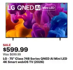 Best Buy LG - 75 Class 74B Series QNED AI Mini LED 4K Smart webOS TV (2026) offer