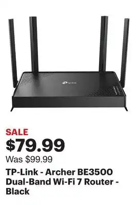 Best Buy TP-Link - Archer BE3500 Dual-Band Wi-Fi 7 Router - Black offer