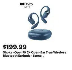 Best Buy Shokz - OpenFit 2+ Open-Ear True Wireless Bluetooth Earbuds - Stone Blue offer