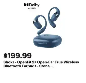 Best Buy Shokz - OpenFit 2+ Open-Ear True Wireless Bluetooth Earbuds - Stone Blue offer