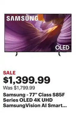 Best Buy Samsung - 77 Class S85F Series OLED 4K UHD SamsungVision AI Smart Tizen TV (2025) offer