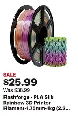 Best Buy Flashforge - PLA Silk Rainbow 3D Printer Filament-1.75mm-1kg (2.2 lbs) Spool - Dreamy Pastel offer