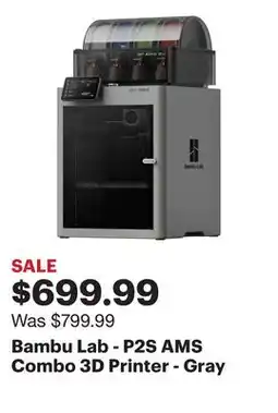 Best Buy Bambu Lab - P2S AMS Combo 3D Printer - Gray offer