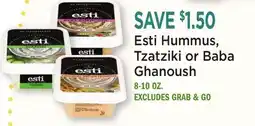 Heinen's Esti Hummus, Tzatziki or Baba Ghanoush offer