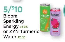 Heinen's Bloom Sparkling Energy 12 OZ. or ZYN Turmeric Water 12 OZ offer
