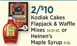 Heinen's Kodiak Cakes Flapjack & Waffle Mixes 16-24 OZ. or Heinen's Maple Syrup 8 OZ offer