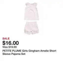 Marshalls PETITE PLUME Girls Gingham Amelie Short Sleeve Pajama Set offer