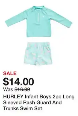 Marshalls HURLEY Infant Boys 2pc Long Sleeved Rash Guard And Trunks Swim Set offer