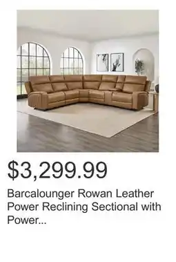Costco Barcalounger Rowan Leather Power Reclining Sectional with Power Headrests offer