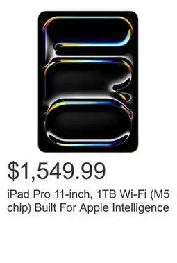 Costco iPad Pro 11-inch, 1TB Wi-Fi (M5 chip) Built For Apple Intelligence offer