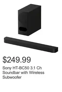 Costco Sony HT-BC50 3.1 Ch Soundbar with Wireless Subwoofer offer