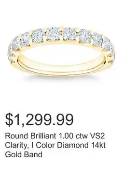 Costco Round Brilliant 1.00 ctw VS2 Clarity, I Color Diamond 14kt Gold Band offer