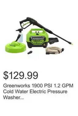 Costco Greenworks 1900 PSI 1.2 GPM Cold Water Electric Pressure Washer Combo Kit offer