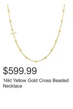 Costco 14kt Yellow Gold Cross Beaded Necklace offer