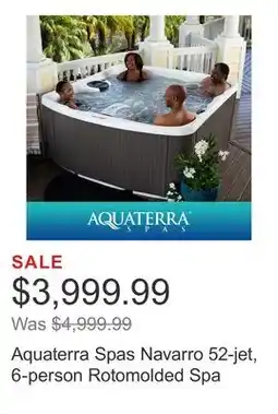 Costco Aquaterra Spas Navarro 52-jet, 6-person Rotomolded Spa offer