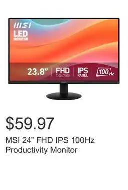 Costco MSI 24 FHD IPS 100Hz Productivity Monitor offer