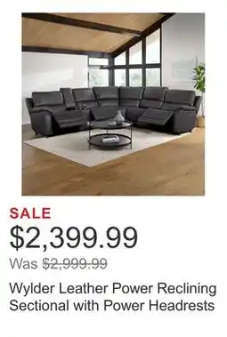 Costco Wylder Leather Power Reclining Sectional with Power Headrests offer