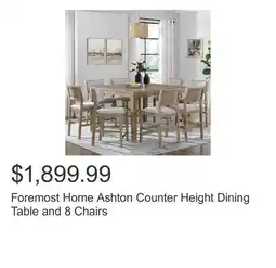 Costco Foremost Home Ashton Counter Height Dining Table and 8 Chairs offer