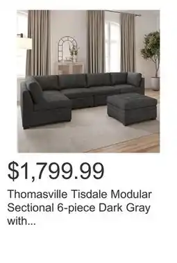 Costco Thomasville Tisdale Modular Sectional 6-piece Dark Gray with Storage Ottoman offer