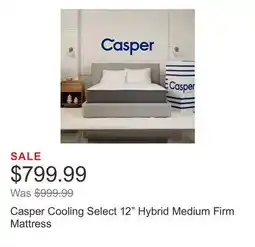 Costco Casper Cooling Select 12 Hybrid Medium Firm Mattress offer
