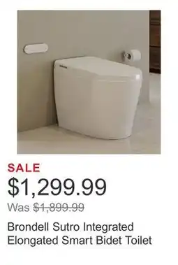 Costco Brondell Sutro Integrated Elongated Smart Bidet Toilet offer