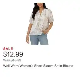 Costco Well Worn Women's Short Sleeve Satin Blouse offer