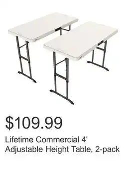 Costco Lifetime Commercial 4' Adjustable Height Table, 2-pack offer