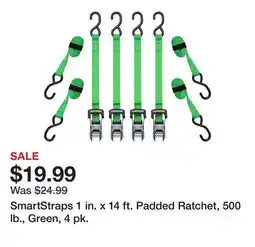 Tractor Supply Company SmartStraps 1 in. x 14 ft. Padded Ratchet, 500 lb., Green, 4 pk offer