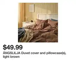 Ikea ÄNGSLILJA Duvet cover and pillowcase(s), light brown offer