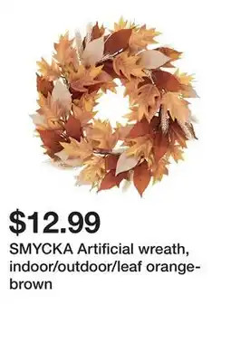 Ikea SMYCKA Artificial wreath, indoor/outdoor/leaf orange-brown offer