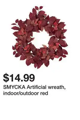 Ikea SMYCKA Artificial wreath, indoor/outdoor red offer