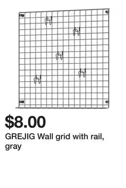 Ikea GREJIG Wall grid with rail, gray offer