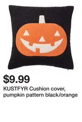 Ikea KUSTFYR Cushion cover, pumpkin pattern black/orange offer