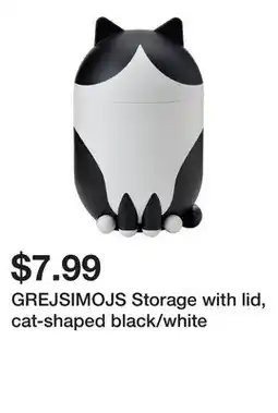 Ikea GREJSIMOJS Storage with lid, cat-shaped black/white offer